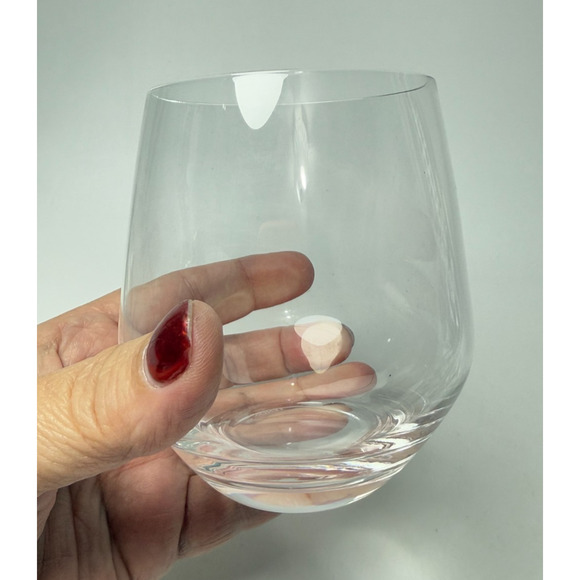 Set of 4 Signed Lenox Clear Flat Stemless Wine Glasses Red White Tuscany - Picture 3 of 5